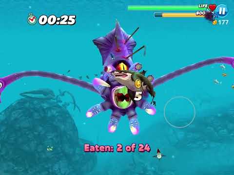 BIGGEST SHARK MEGOLODON VS GIANT COLOSSAL SQUID l Hungry Shark World