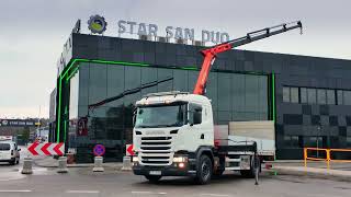 Scania G280 4x2 PALFINGER PK 12001 EH HDS Crane Lift kamion s ravnom platformom | Slika 4 - Autoline