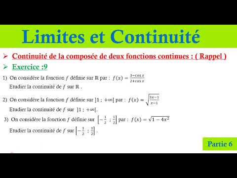 Continuité d'une fonction : continuité de la composée de deux fonctions ; exercice  ; 2bac PC ; SVT