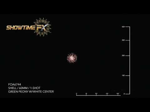 FOA6744: 60MM GREEN PEONY W/WHITE STROBE CORE