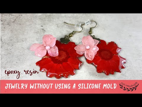 ~JustHandmade~ Epoxy resin jewelry without using a silicone mold - tutorial / DIY floral earrings