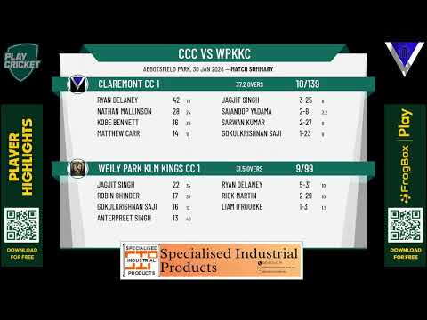 Claremont CC 1 v Weily Park KLM Kings CC 1