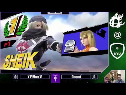 YF Max Valentine (Zero Suit Samus) vs d0nut (Sheik) - WQ - Smash 4 NYU Tournament #3