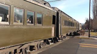 preview picture of video 'Snoqualmie Valley Railroad RS4TC locomotives depart from North Bend, WA'