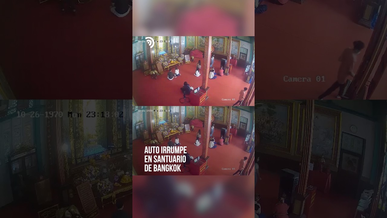 Un automóvil terminó dentro de un santuario lleno de personas en Bangkok 🚘💥