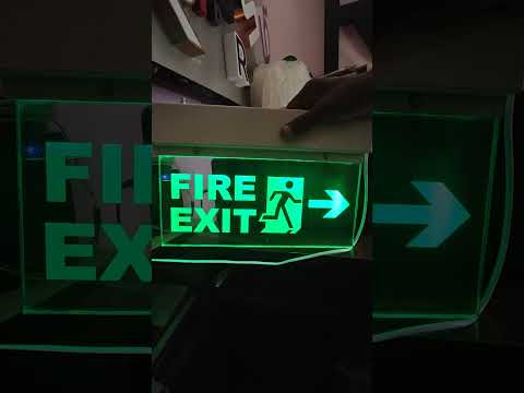 Animation green led exit sign board, shape: rectangle, dimen...