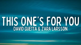 David Guetta - This One's For You (ft. Zara Larsson) (Lyrics)