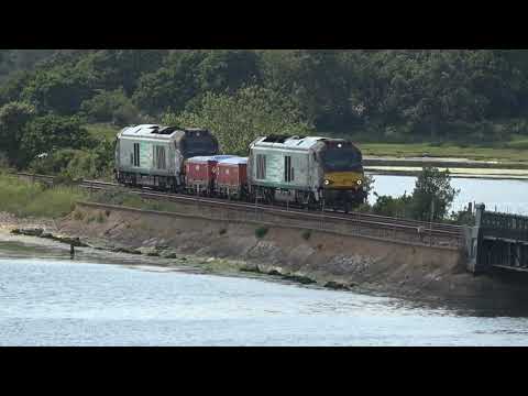 Winfrith to Crewe , Nuclear train 6Z95. At Holes bay, Poole  29/06/23