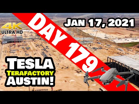 Tesla Gigafactory Austin 4K  Day 179 - 1/17/21 - Terafactory Texas - GIGA TEXAS BEST SUNDAY EVER!