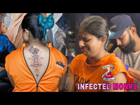 She got her 3rd Tattoo | Back Tattoo | Infected Monkz