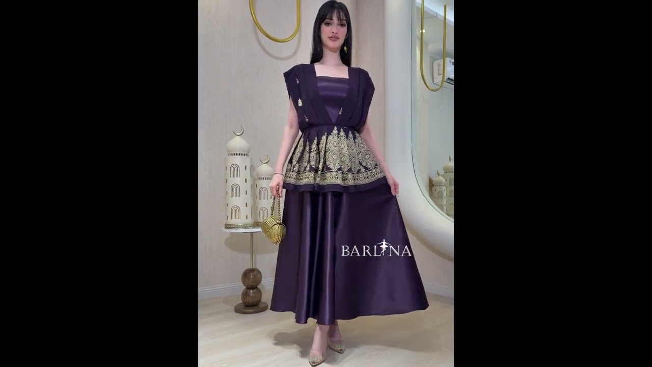 Luxurious purple jalabiya with gold embroidery - S