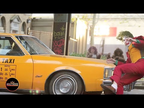 Joker Hit By Car For Stunt Scene - Joaquin Phoenix in Full Makeup and Costume