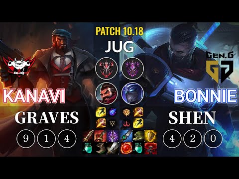 JDG Kanavi Graves vs GEN Bonnie Shen Jungle - KR Patch 10.18
