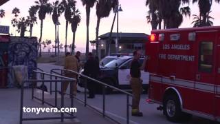 LAPD and LAFD called to help a homeless woman on drugs at venice