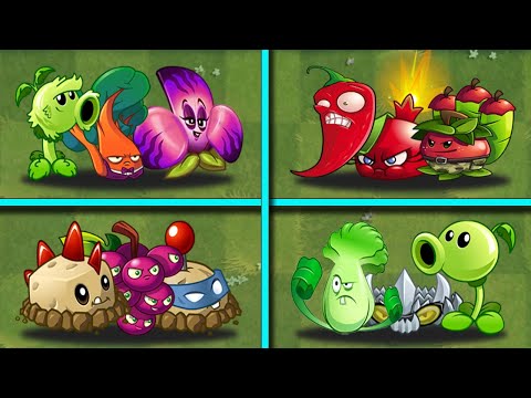 Random 4 Team Plants Battles Push_Red_Trap_Mine - Who Will Win? - PvZ 2 Team Plants vs Team Plants