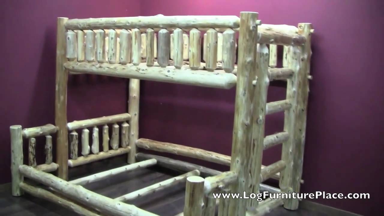 Cedar Lake Twin over Queen Log Bunk Bed from LogFurniturePlace.com | Cabin Bunk Beds