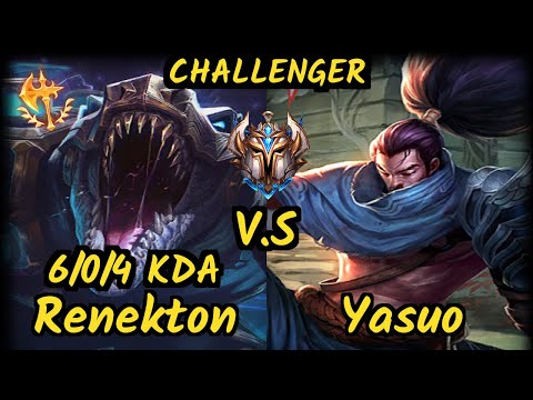 GOG Pride (RENEKTON) vs YASUO - 6/0/4 KDA TOP CHALLENGER GAMEPLAY - EUW