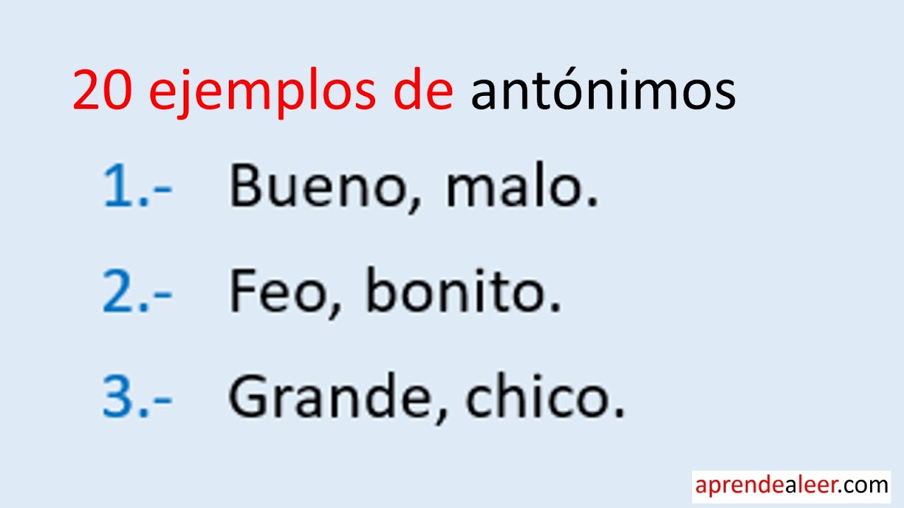 20 ejemplos de palabras antonimas