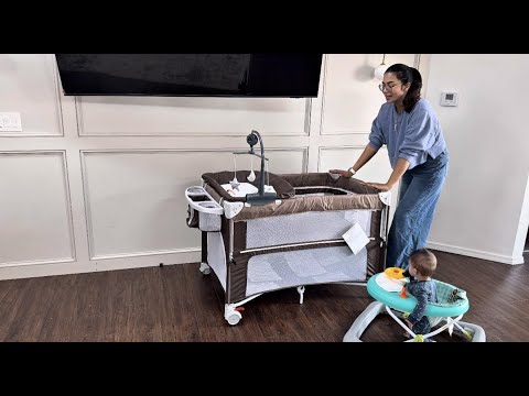 Paulmele 3 in 1 Baby Bassinet,Rocking Bassinets Bedside Sleeper with 6 Adjustable Heights,Breathable Full-Mesh,Comfortable Mattress & Lockable Wheels,Stable Rolling Portable Crib for Newborns(Gray) video review thumbnail