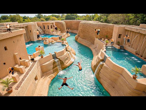 300 Days Building a Luxury Grand Cave-Pool With Hidden Underground Slides Using Primitive Tools