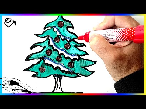 Comment dessiner un grand sapin de noel dessin coloré