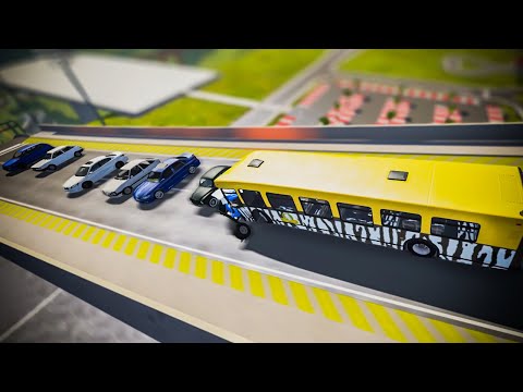 UM ÔNIBUS CONTRA 7 CARROS NUMA RAMPA