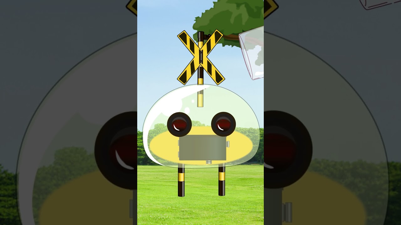 スライムに変身する変なふみきりカンカン　踏切アニメ　Railroad Crossing fumikri Japan railroad crossing　anime