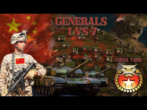 Command Conquer Generals Zero Hour China Tank Generals 1 vs 7 Hard  Generals (Big Game Hunters)