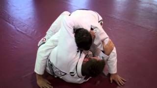 BJJ Lapel Choke from bottom of Half Guard