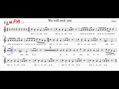We Will Rock You (Queen) - Flauto dolce - Note - Spartito - Karaoke - Canto - Instrumental - Musica