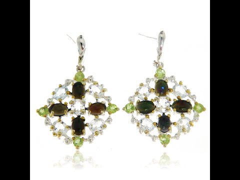 Cercei Argint 925 Accente aurite Topaz Opal Peridot Naturale - Stralucire si Rafinament