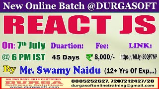 REACT JS Online Training @ DURGASOFT