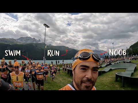 Erster Teilnehmer beim Swimrun | ÖTILLÖ Engadin, Schweiz