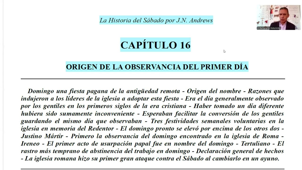 "ORIGEN DE LA OBSERVANCIA DEL PRIMER DIA". Parte 2. Carlos Gómez.
