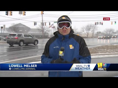 Lowell breaks out the goggles for those waiting to see them and the snow