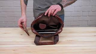 Ділова чоловіча сумка шкіряна 14789 Vintage коричнева