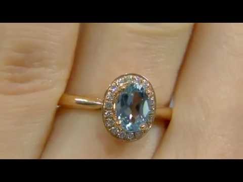 1.00ct Oval Cut Aquamarine Diamond Halo Ring GR013