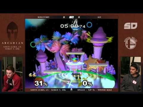 NorCal Arcadian 2016: Boulevard (Luigi) vs Ace (Marth) - Singles Top 96 - Winner Ro32