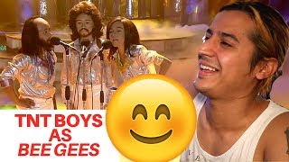 Your Face Sounds Familiar Kids 2018: TNT Boys as Bee Gees | Too Much Heaven | Vocal Coach REACTION