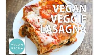 Vegan Veggie Lasagna for 2 with herbed Mushrooms - VeganRicha.com