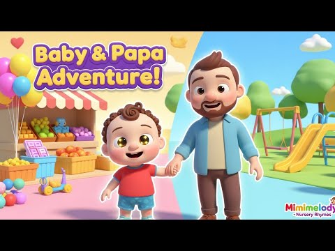 Baby & Papa Adventure Story 🌟 Market to Park Journey | 3D Cartoon Nursery Rhyme for Kids 