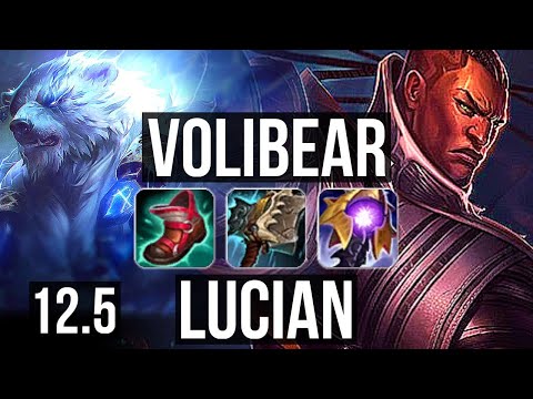 VOLIBEAR vs LUCIAN (TOP) | 8 solo kills, 12/2/4, 400+ games, Godlike | BR Master | 12.5
