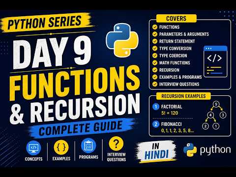 Python Series Day 9 Functions Recursion In Python Parameters Arguments Python Tutorial