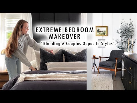 EXTREME BEDROOM MAKEOVER *Blending A Couples Opposite Styles* | XO, MaCenna
