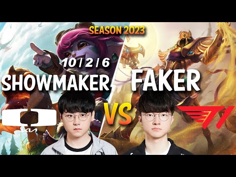 DK Showmaker vs T1 Faker - Showmaker TRISTANA vs Faker AZIR Mid - Patch 13.18 KR Ranked
