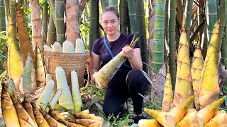 Harvest bananas and bamboo shoots - make popcorn to sell at the market