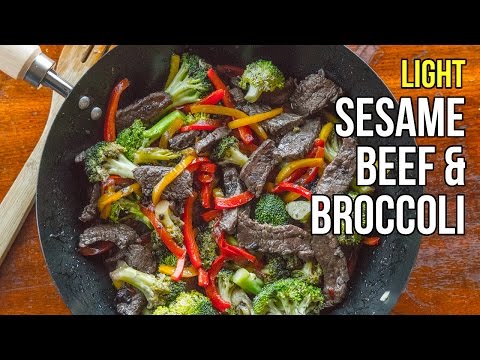 Light Sesame Beef & Broccoli Stir-fry / Bistec con...