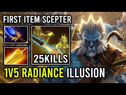 WTF First Item 12Min Scepter Unlimited Radiance Burn DPS 1v5 Illusion PL Army Dota 2