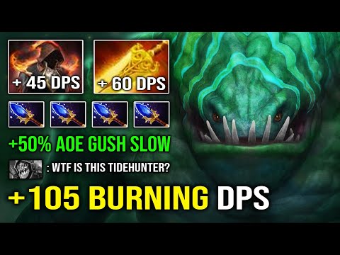 WTF +105 BURN DPS FLAME CLOAK RADIANCE Super 1v5 Tidehunter 50% AOE Movement Slow Dota 2