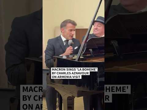 Video Thumbnail: Macron sings ‘La Boheme’ by Charles Aznavour on Armenia visit | AFP